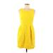 J.Crew Casual Dress - Mini Scoop Neck Sleeveless: Yellow Print Dresses - Women's Size 6