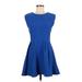 Signature 8 Casual Dress - A-Line: Blue Solid Dresses - Women's Size Medium