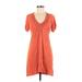 Pepper Casual Dress - Mini Scoop Neck Short sleeves: Orange Solid Dresses - Women's Size Medium