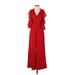 Romeo & Juliet Couture Casual Dress V Neck Short sleeves: Red Print Dresses - New - Women's Size X-Small