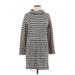 Max Studio Casual Dress - Shift Mock 3/4 sleeves: Gray Print Dresses - Women's Size Medium