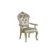 Siq 27 Inch Dining Armchair Set of 2, Upholstered, Champagne Gold, Silver