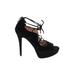 Jessica Simpson Heels: Black Print Shoes - Women's Size 7 1/2 - Peep Toe