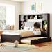 Full Size Wooden Platform Bed with All-in-One Storage Cabinet