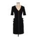 BCBGMAXAZRIA Casual Dress - Sheath V Neck 3/4 sleeves: Black Solid Dresses - Women's Size 2