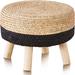 17" Footstool with 4 Wood Leg - 17"D x 17"W x 12.6"H