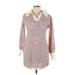 Shein Casual Dress - Mini V-Neck Long sleeves: Pink Color Block Dresses - Women's Size Large