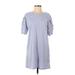 Everly Casual Dress - Mini Crew Neck Short sleeves: Blue Print Dresses - Women's Size Small