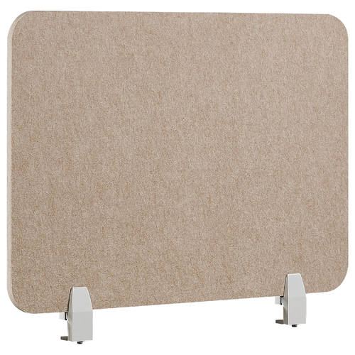 Schreibtisch Trennwand Beige Stoff PET Kunststoff 72 x 50 cm zum Aufstellen Klemmen Schallschutz Sichtschutz Pinnwand Büro Home Office