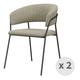 Fauteuil de table en tissu Lin pieds métal noir (x2)