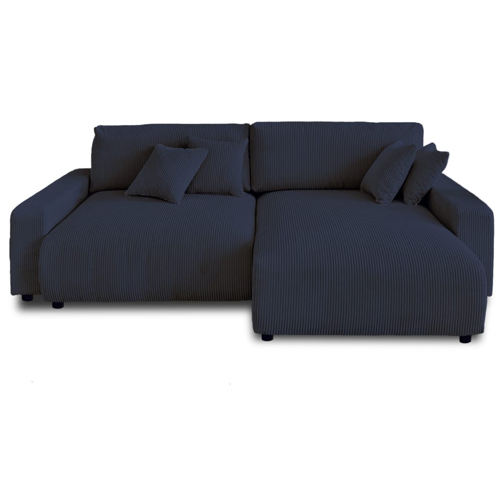 Canapé d'angle réversible convertible 4 places en velours côtelé bleu