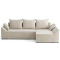 Canapé d'angle réversible convertible 4 places en velours côtelé beige