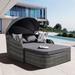 Dovecove Freeport 79.9" Wide Outdoor Wicker Patio Daybed w/ Cushions Wicker/Rattan in Gray/Brown | 49.6 H x 79.9 W x 52.4 D in | Wayfair