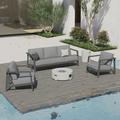 Birch Lane™ Indio 5 - Person Outdoor Seating Group w/ Cushions Metal/Rust - Resistant Metal in Black/Gray | Wayfair