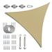 ColourTreeUSA Triangle Sun Shade Sail w/Hardware Kit + Cable Ropes HDPE Mesh Fabric Screen Canopy UV Block 190 GSM 20 x 20 x 20 - Sand Beige