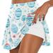 Ovticza Easter Day Womens Print Bunny Egg Shorts High Waist Stretch Running Golf Gym Skort Tennis Pleated Yoga Skirt Light Blue 2XL