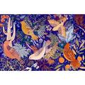 Birds and Blooms of North America Cobalt (24x36 Giclee Gallery Art Print Vivid Textured Wall Decor)