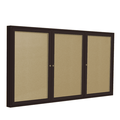 PB34896VX-181 Ghent 3 Door Enclosed Vinyl Bulletin Board with Bronze Frame Wall Mounted TackBoard 4 H x 8 W Caramel