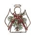 Transpac Artificial 20 in. Multicolor Christmas Twig Angel Decor with Buffalo Check Bow - Green/Red