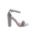 Steve Madden Heels: Slip-on Chunky Heel Glamorous Silver Shoes - Women's Size 9 1/2 - Open Toe