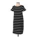 Gap Casual Dress - Shift Crew Neck Short sleeves: Black Stripes Dresses - Women's Size Small