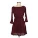 Lulus Casual Dress - Sweater Dress: Burgundy Tweed Dresses - New - Women's Size Medium