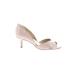 Bandolino Heels: Pumps Kitten Heel Cocktail Party Ivory Solid Shoes - Women's Size 6 1/2 - Open Toe