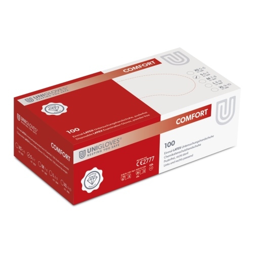 Unigloves COMFORT® aus Latex gefertigter Hygiene- und Schutzhandschuh S (6,0-7,0) | VE= 10 x 100 : S Image