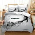 BottleZi quilt cover and sheet set 3D Basketball Bedding Duvet Cover Set 3 Piece (1 Duvet Cover+2 Pillowcase) for Teen Boys Sports Microfiber Bedding Quilt (Queen Basketball Cover