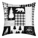 Buffalo Plaid Patchwork Cushion Cover Bear Wildlife Throw Pillow Cover Wolf Wild Animals Decorative Pillow Cover Happy Camping Pillow Cover Woodland Cabin Decor for Rv Camper 16x16 Inch