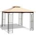 10 x 10 Feet L-Shaped Patio Canopy Gazebo Outdoor 2-Tier Steel Tent-Beige