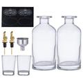 WINDLAND Clear Glass Mouthwash Container for Bathroom 350ml/12oz Mouthwash Dispenser Set with Glass Cup Pour Spout Funnel Tool