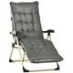 Outsunny Outdoor Reclining Sun Lounger Chair, Folding Garden Recliner with Cushion, Pillow, Adjustable Backrest and Footrest for Patio, Deck, Poolside