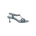 Manolo Blahnik Heels: Teal Print Shoes - Women's Size 37.5 - Open Toe