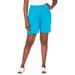 Plus Size Women's Soft Ease Knit Shorts by Jessica London in Ocean (Size S)