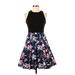 Aidan by Aidan Mattox Casual Dress - Mini High Neck Sleeveless: Black Floral Dresses - Women's Size 4