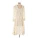 Tory Burch Casual Dress Scoop Neck 3/4 sleeves: Ivory Dresses - Women's Size 2