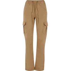 Cargohose URBAN CLASSICS "Urban Classics Damen Ladies High Waist Twill Cargo Pants", Damen, Gr. L, US-Größen, beige (unionbeige), 98% Baumwolle, 2% Elasthan, unifarben, loose fit, Hosen
