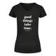 T-Shirt MERCHCODE "Damen Ladies Good Things Take Time Basic T-Shirt" Gr. L, schwarz (black) Herren Shirts T-Shirts