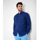 Leinenhemd BRAX "Style LARS" Gr. M, Normalgrößen, blau (dunkelblau) Herren Hemden Leinenhemden