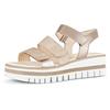 Keilsandalette GABOR, Damen, Gr. 41, beige (beige kombiniert), Leder, Ziegenveloursleder, metallic, modisch, Schuhe, Sommerschuh, Sandale, Keilabsatz, mit drei Klettverschlüssen