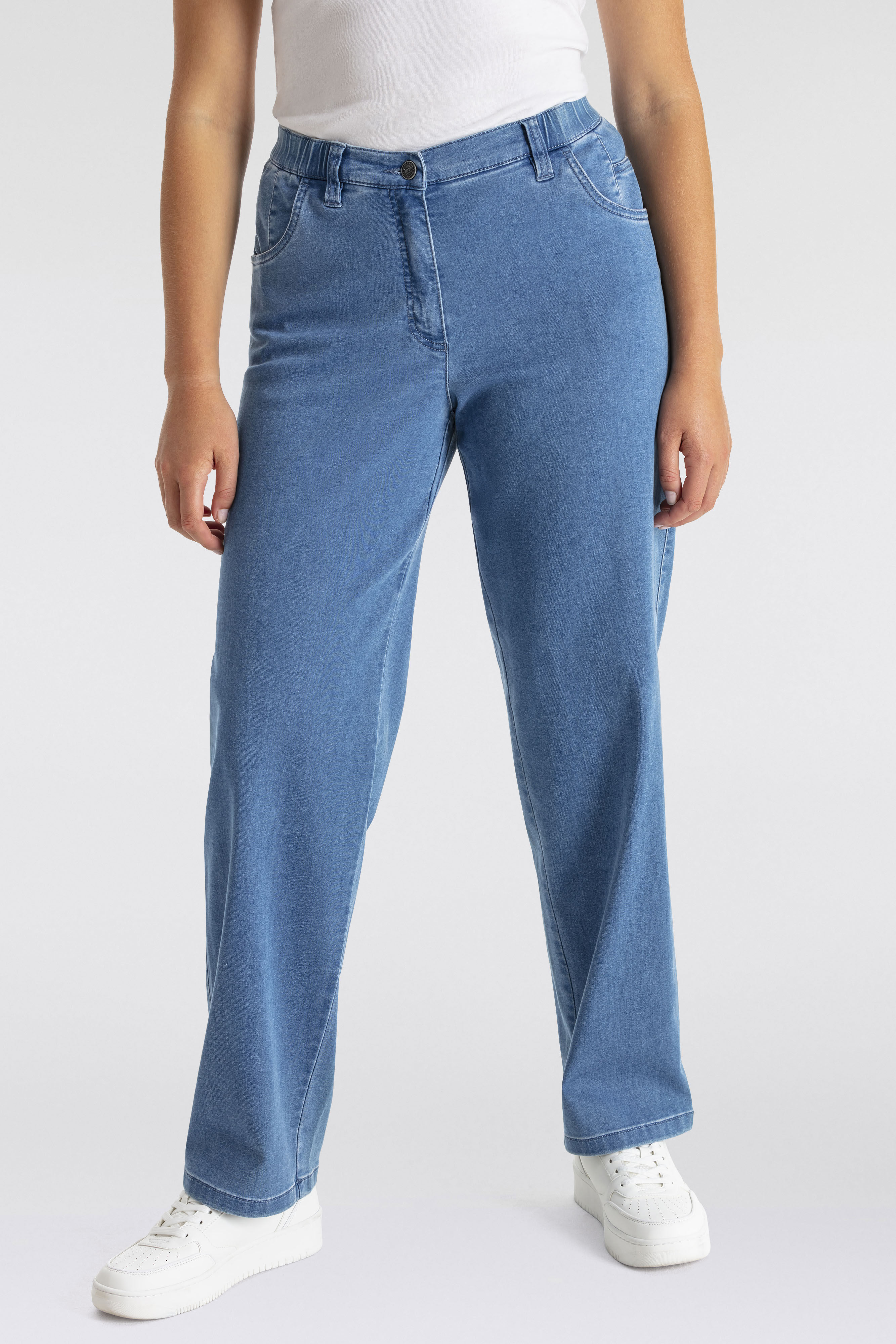 Stretch-Hose KJBRAND "Babsie", Damen, Gr. 52, N-Gr, blau (denim bleached), Denim/Jeans, Obermaterial: 71% Baumwolle, 25% Polyester, 4% Elasthan, bequem lang, Hosen Image