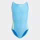 Badeanzug ADIDAS PERFORMANCE "3S SWIMSUIT" Gr. 140, N-Gr, bunt (blue burst, green spark) Kinder Badeanzüge Bekleidung
