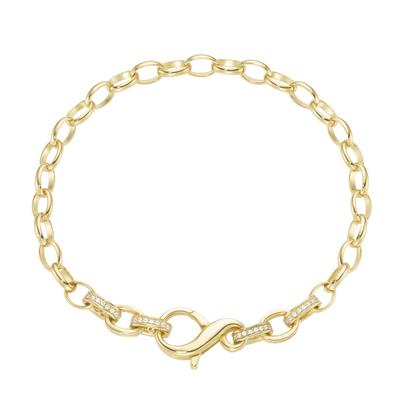 Armband "Ankerkette mit Zirkonia, Silber 925", gold, GIORGIO MARTELLO MILANO, Armbänder, Damen, 19cm, Silber 925 (Sterli