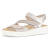 Keilsandalette GABOR, Damen, Gr. 43, beige (beige kombiniert), Ziegenveloursleder, Glattleder, sportlich, Schuhe, Sommerschuh, Riemchensandale mit regulierbaren Klettriemchen