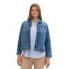 Jeansjacke TOM TAILOR PLUS, Damen, Gr. 52, blau (blau denim), Denim/Jeans, Obermaterial: 98% Baumwolle, 2% Elasthan, unifarben, casual, normal hüftbedeckend, Rundhals, Langarm 1-Knopf-Manschette, Jacken, mit Knopfleiste und Stretch
