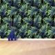 Palmenblätter Schälen und Stick oder Vlies Tapete | Tapete mit tropischem Dschungel und Palmblättern. Florales Muster. Wanddeko W#548 schälen und aufk
