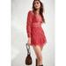 Free People Dresses | Free People X Saylor Darragh Cutout Pearl Clasps Lace Mini Dress Rose Red Size M | Color: Red | Size: M