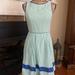 Jessica Simpson Dresses | Jessica Simpson Seersucker Preppy Tank Green White Stripe Summer Dress Size 6 | Color: Blue/Green | Size: 6