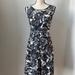 Kate Spade Dresses | Kate Spade New York Jillian Bow Waist Dress Black Gray Rose Print Silk Cotton 4 | Color: Gray/White | Size: 4
